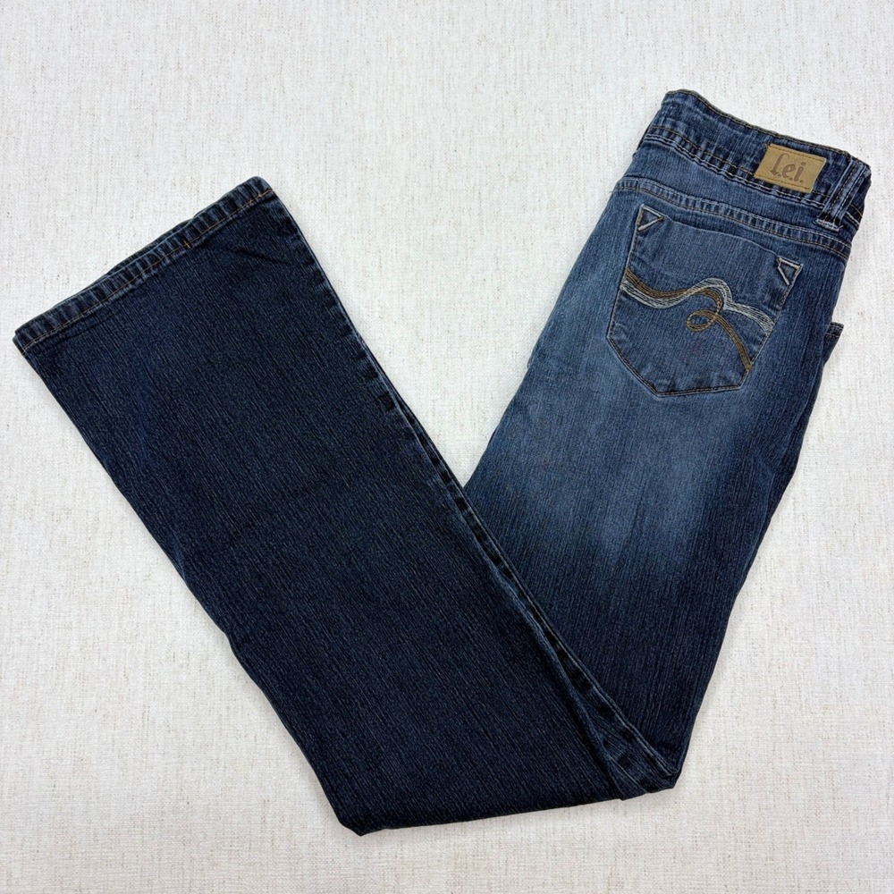 LEI Gabby Lowrise Flare Jeans Dark Wash Y2K Stretch Denim Size Youth 16S Nice!!